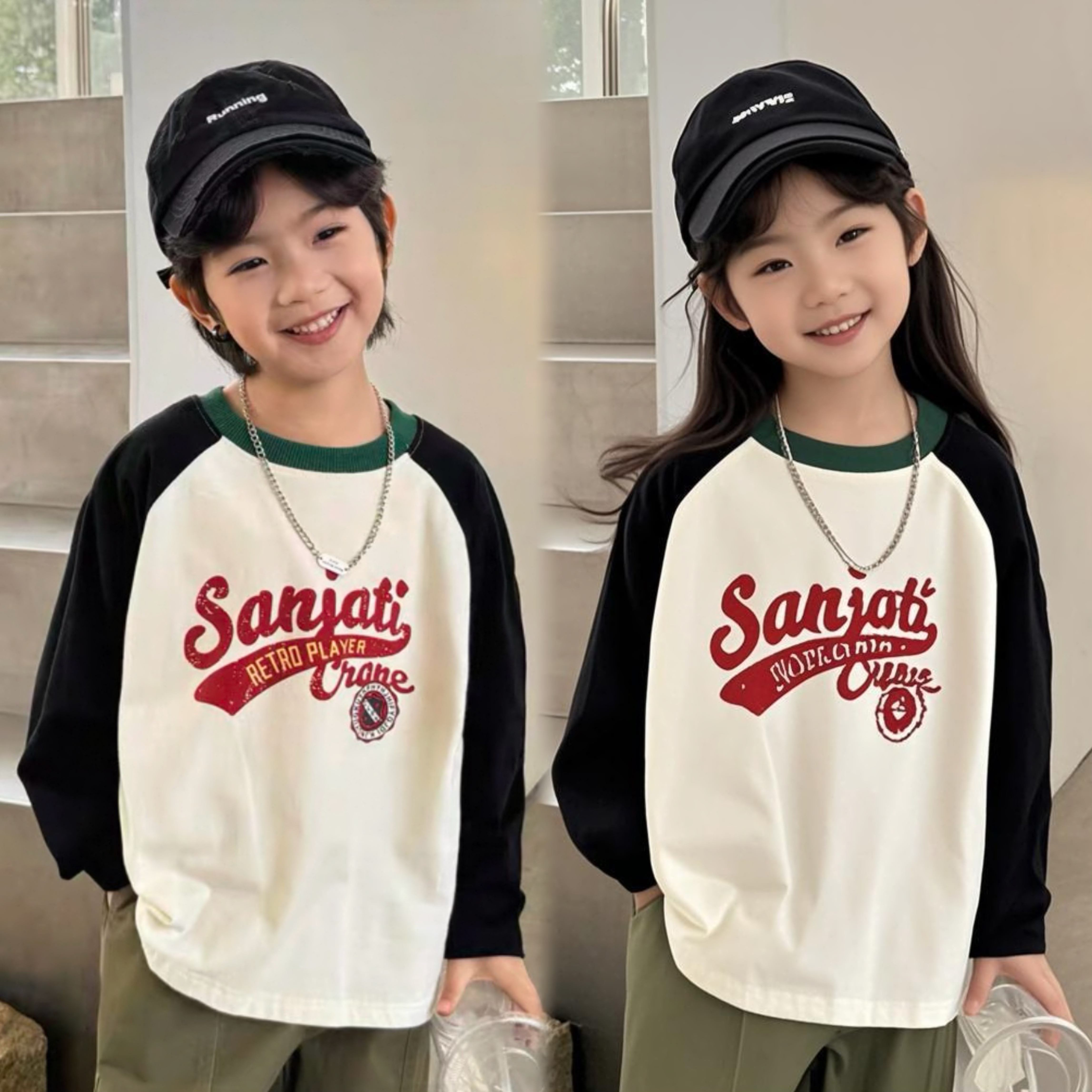 【秋上新】儿童纯棉长袖T恤男童打底撞色拼接洋气中大童百搭上衣