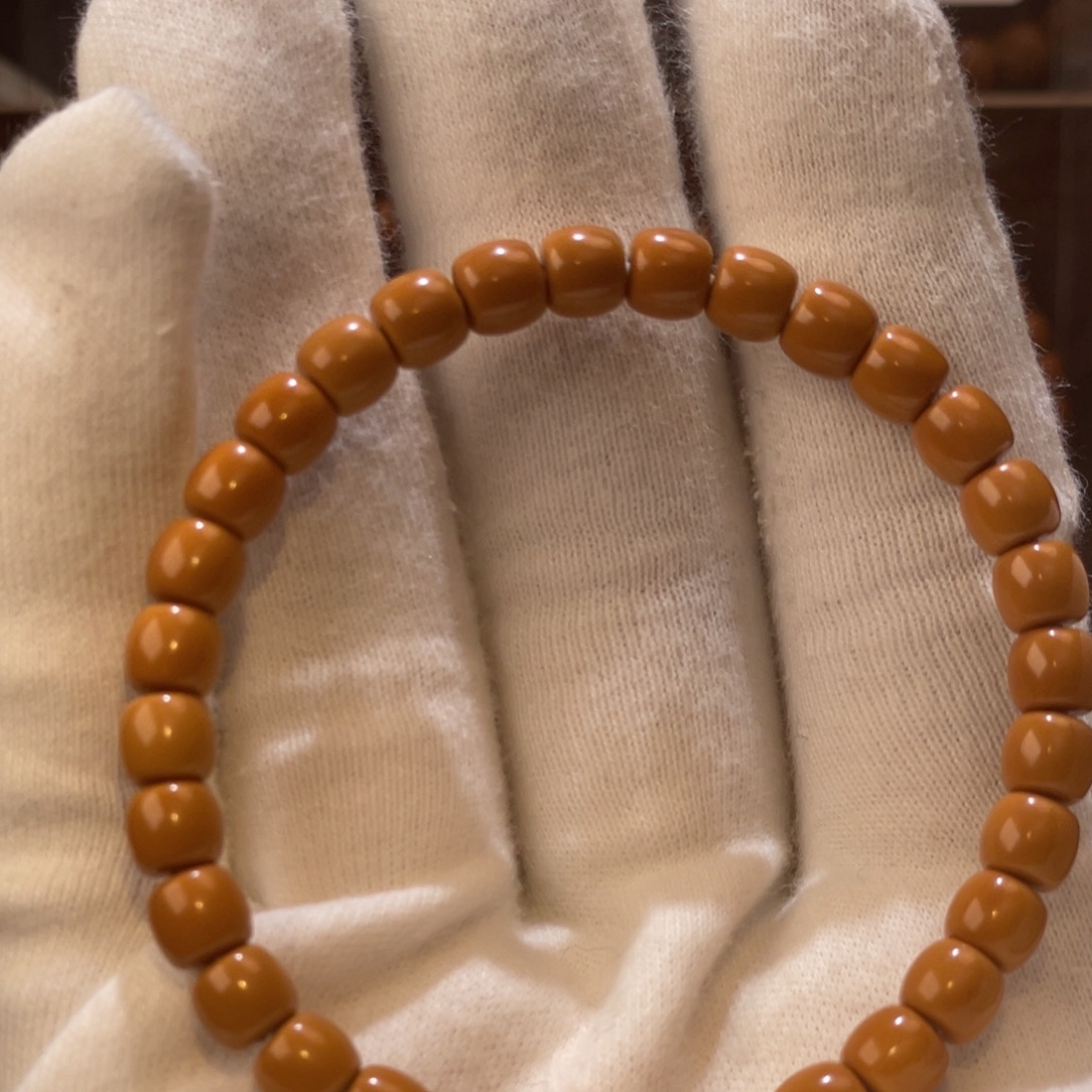 橄榄核手串/手链6.6全无白红料