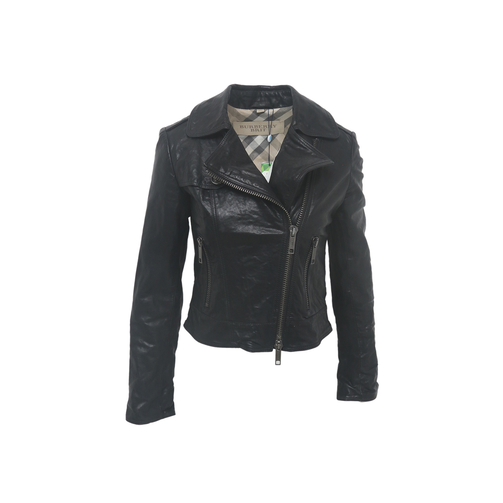 95新 BURBERRY/博柏利 小花Jerry活动 黑色 牛皮革 皮衣