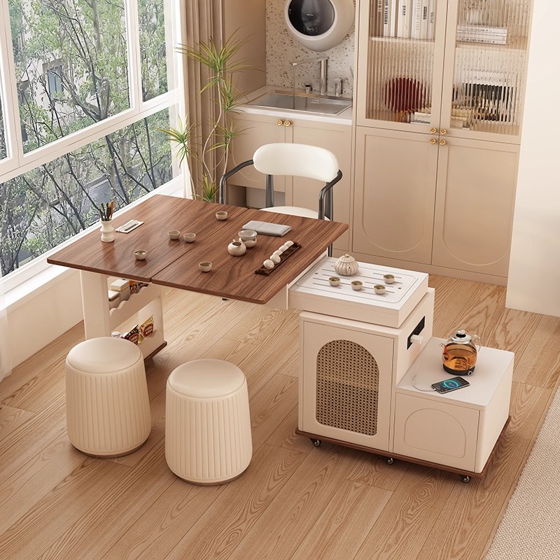 红贝贝移动旋转茶台带烧水壶家用可伸缩折叠泡茶桌阳台茶推车