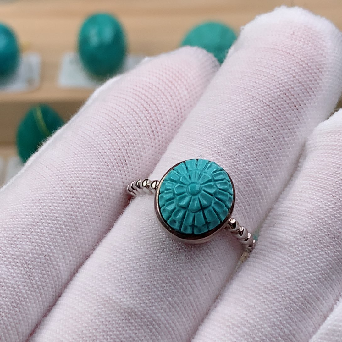 绿松石银S925镶嵌发饰