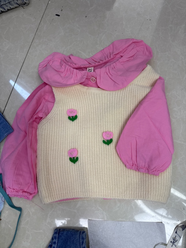 休闲常规款套头春秋秋季女套装衬衫打底毛衣假两件