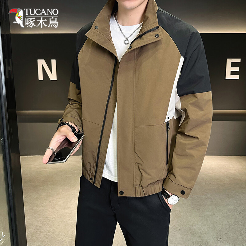 TUCANO/啄木鳥时尚帅气拼接立领夹克男百搭青年潮牌外套上衣2715