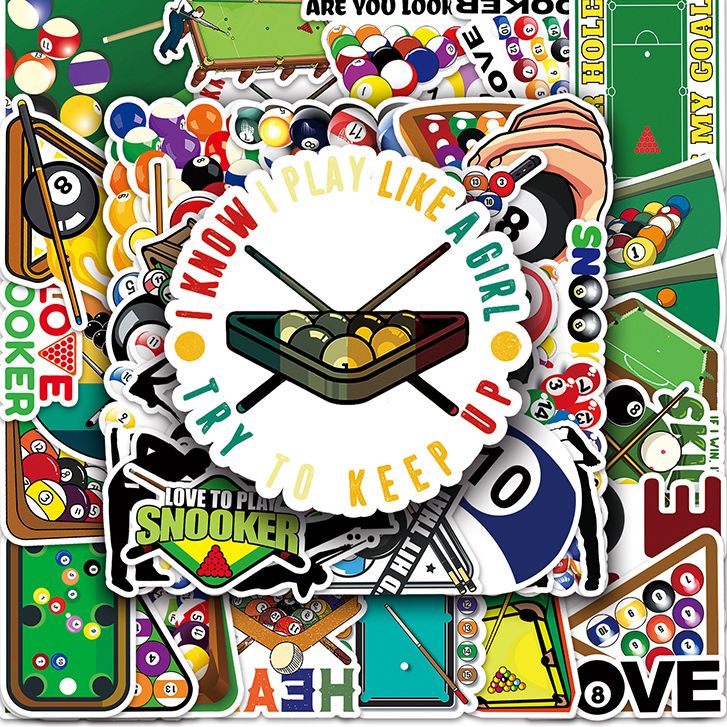 装饰挡脸50-100张ins潮流Snooker斯诺克贴纸台球下楼梯小人贴纸