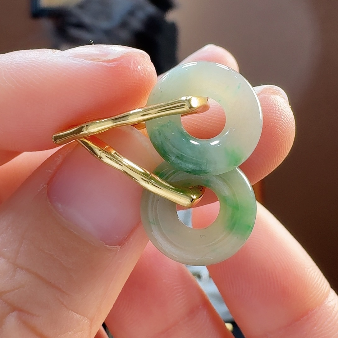 翡翠耳饰银S925镶嵌耳饰