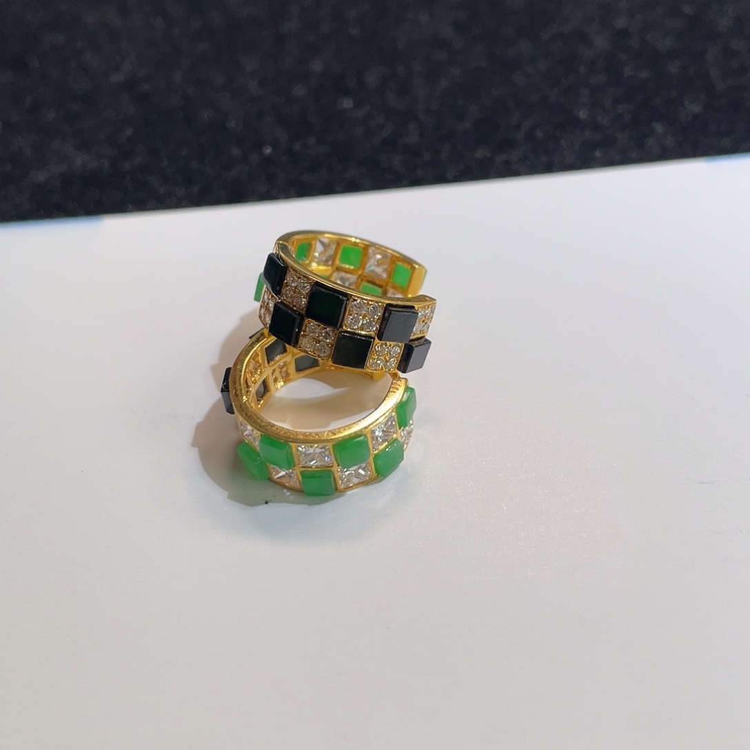 媞姿耳饰 缅甸A货翡翠墨翠阳绿