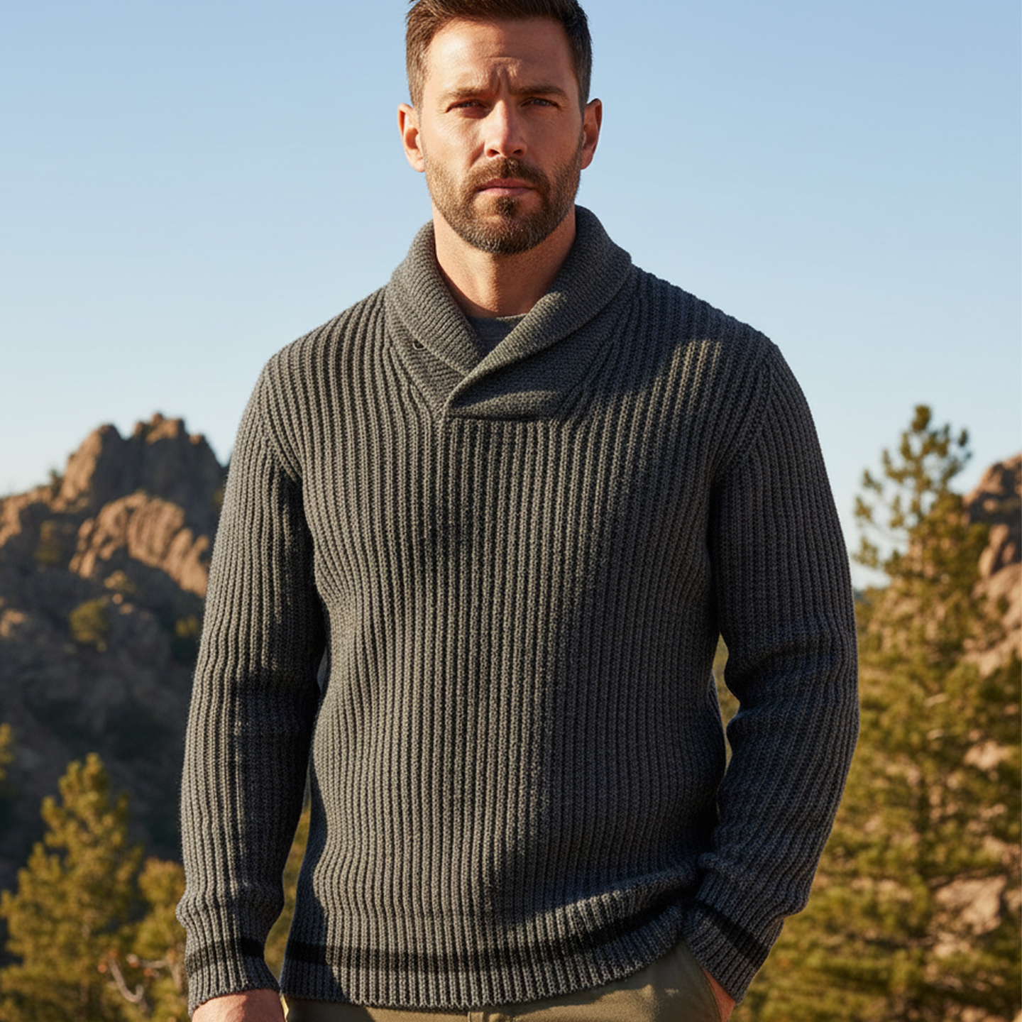 现货美国Filson Bristol Shawl Neck复古重磅纯羊毛披肩领毛衣
