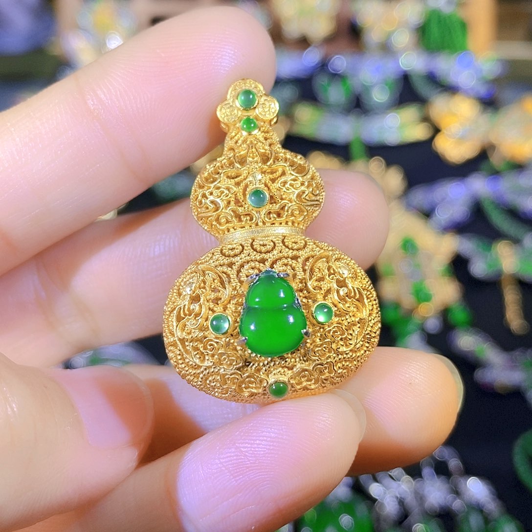 吊坠(不含链)银S925镶嵌翡翠