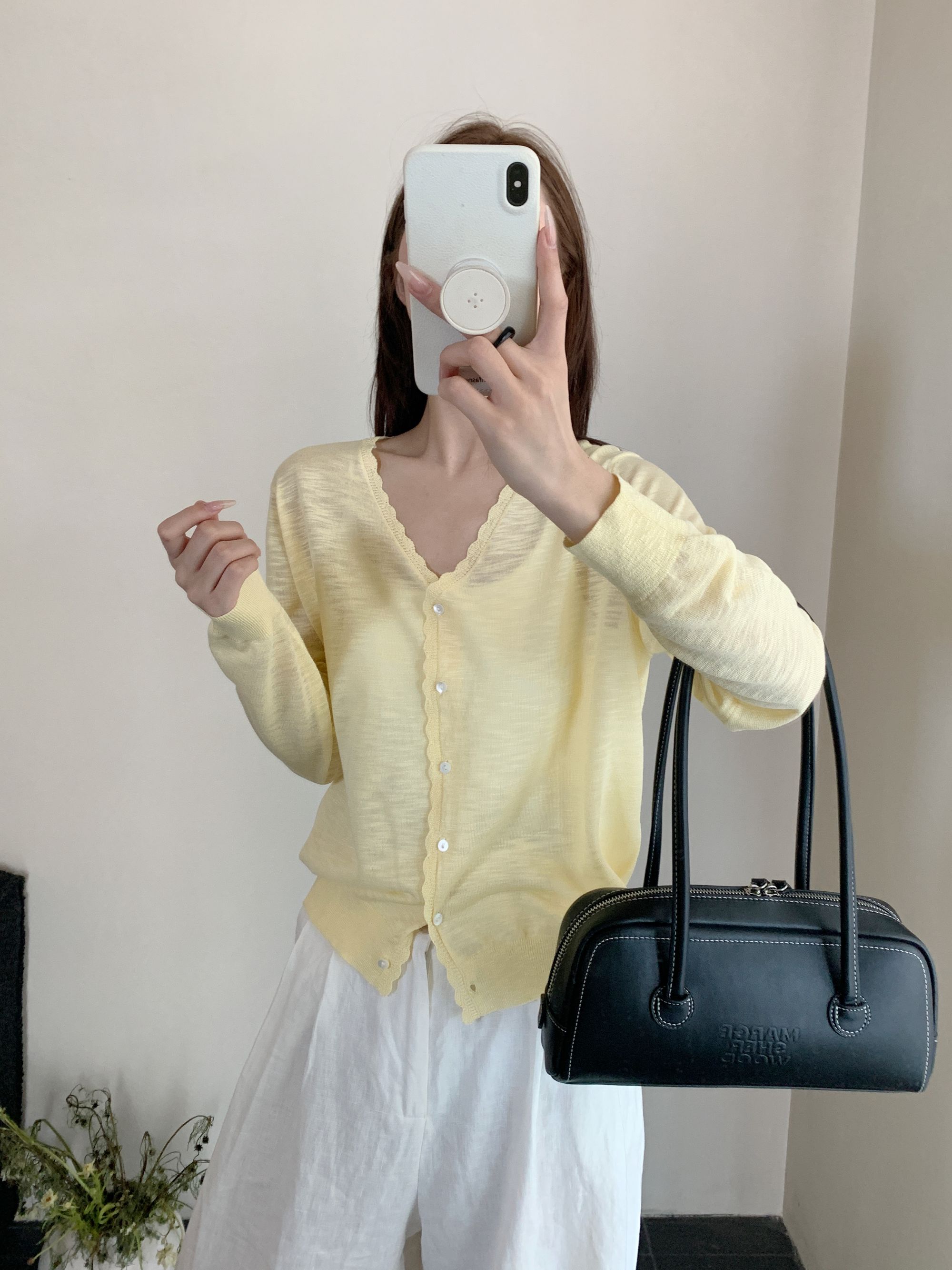 【潘潘.688872】2025年夏季新款竹节麻V领纯色长袖针织开衫5.13福利