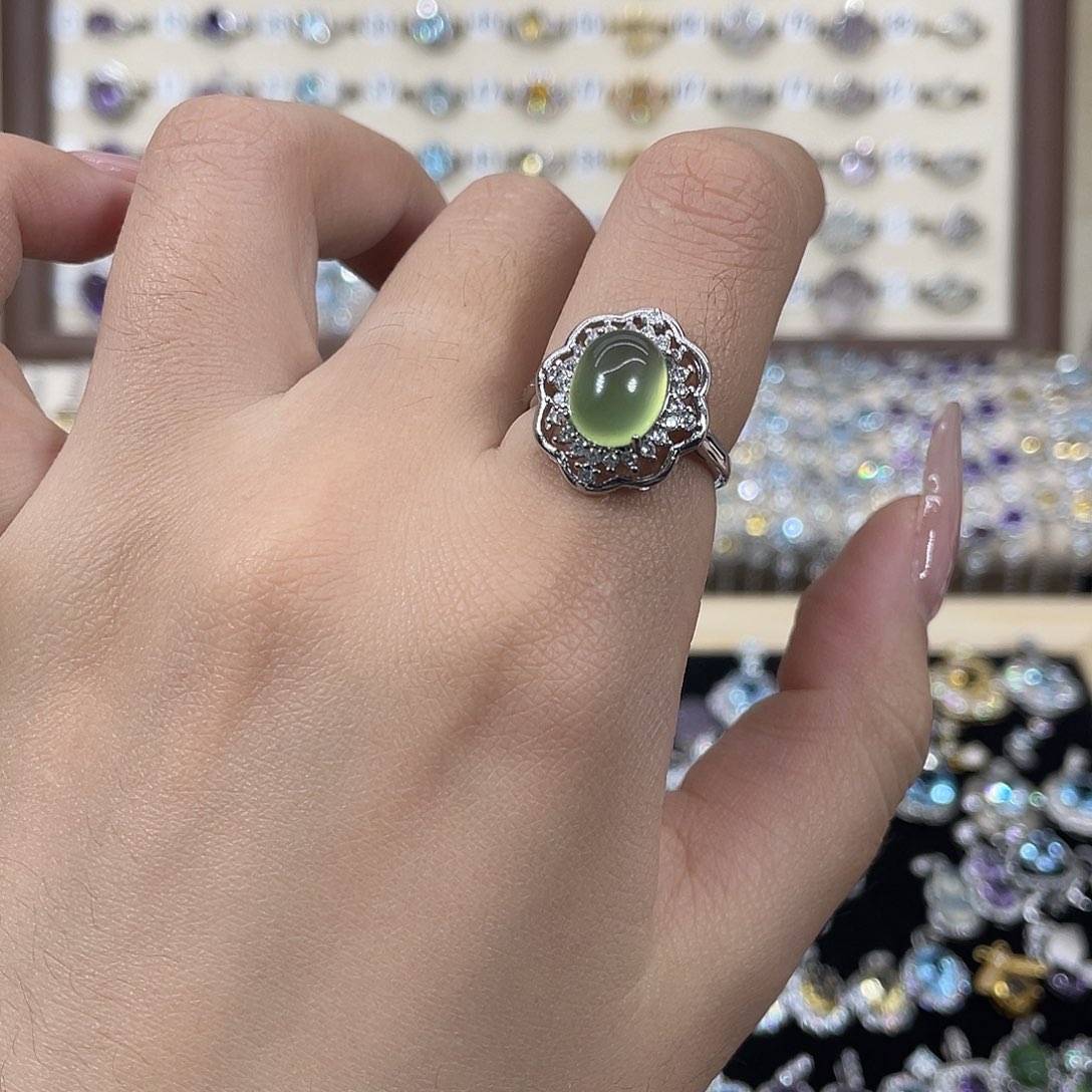 岫玉银S925镶嵌戒指