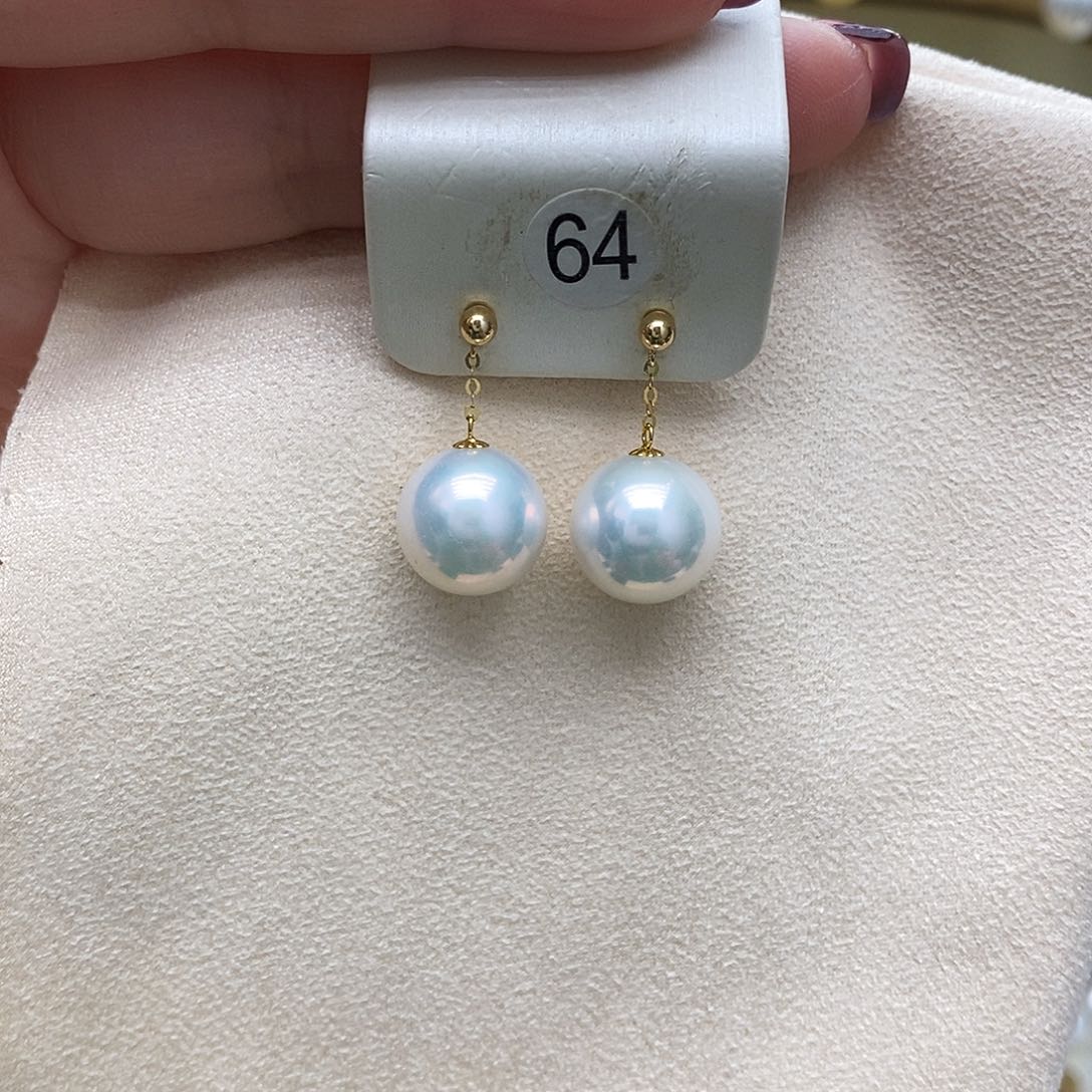 淡水珍珠耳饰18K金镶嵌