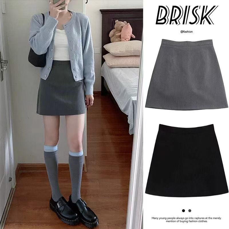 黑色高腰西装半身裙女夏秋2025新款遮胯a字一步百搭显瘦包臀短裙