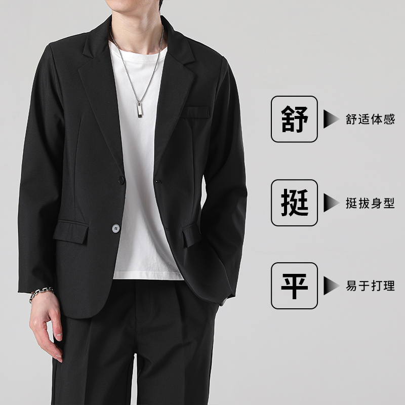 2025秋季新款中灰休闲西服男商务夹克通勤修身轻熟风西装外套