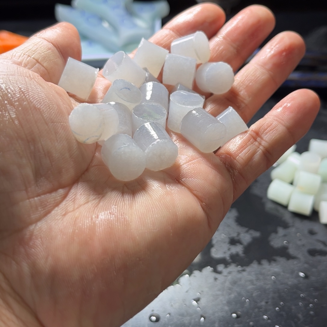 定制翡翠未镶嵌白冰透线卡12圆珠包工保无裂帝王漏