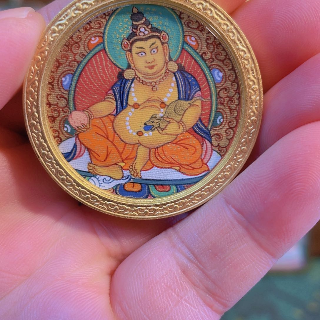 吊坠嘎赤黄财纯手绘唐卡