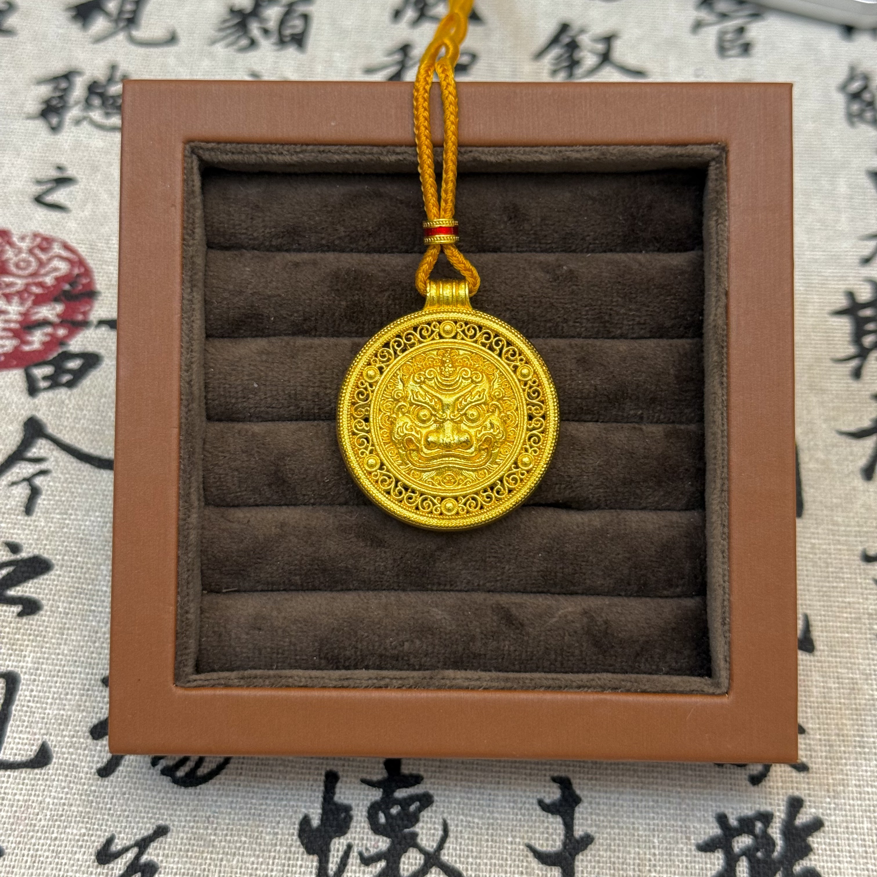 合金吊坠 貔貅头瑞兽圆牌吊坠 韦雪同款精工雕刻 时尚经典百搭
