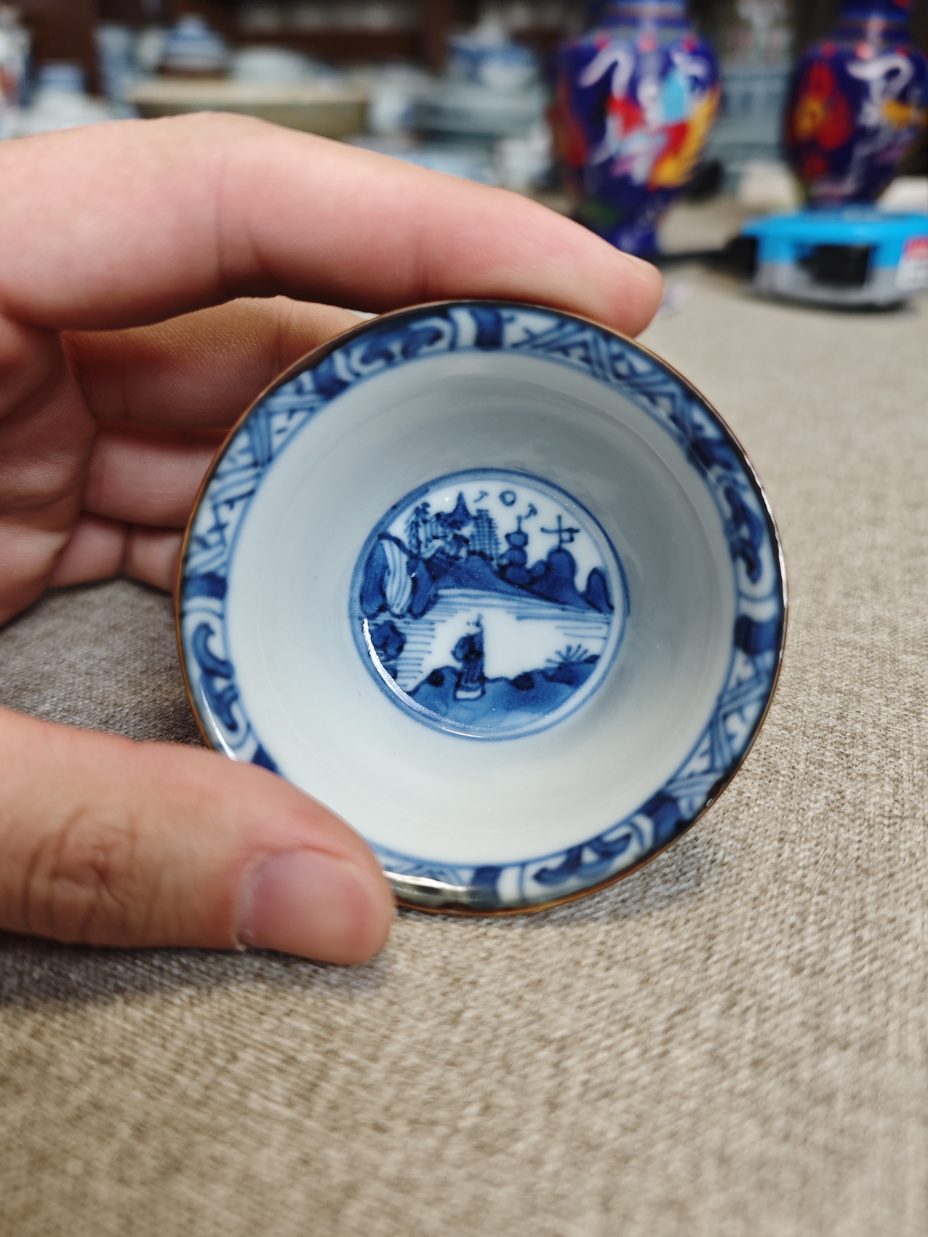 紫金釉青花杯，全品。