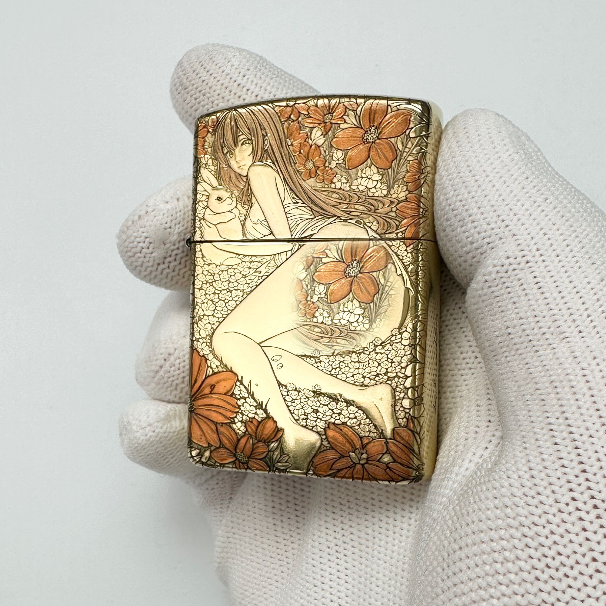 【草坪女】黄铜浮雕钛彩防风个性创意时尚复古打火机男士礼物