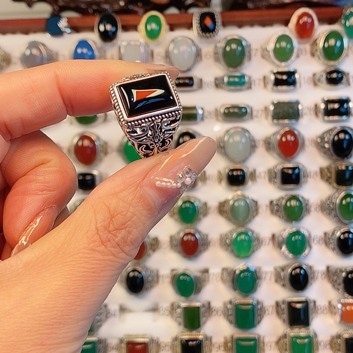 阿***念玛瑙/玉髓银S925镶嵌戒指