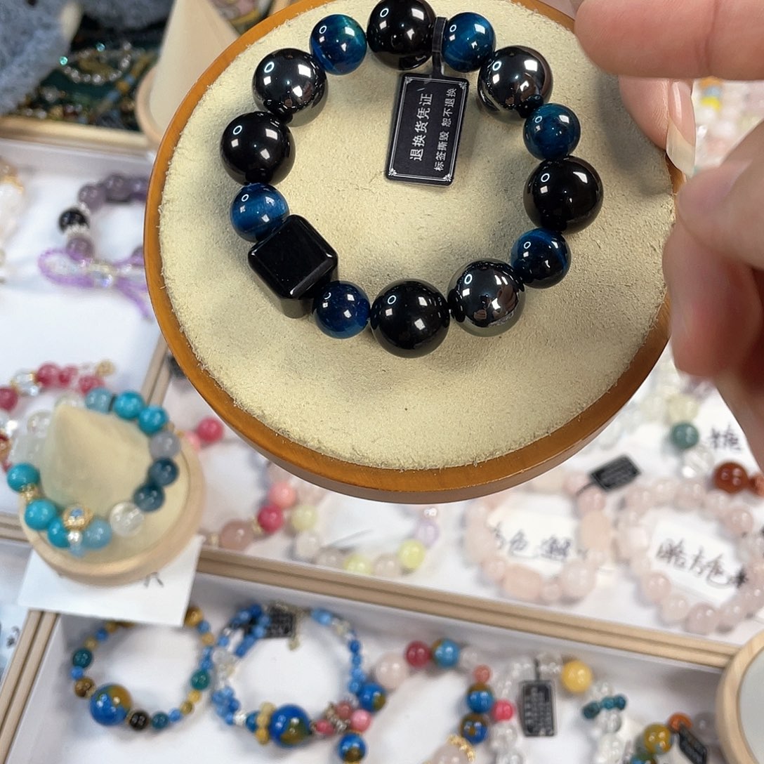 水晶手链银S925镀金镶嵌