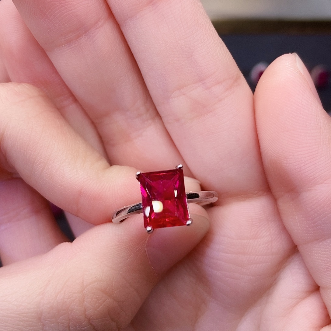 红宝石银S925镶嵌戒指