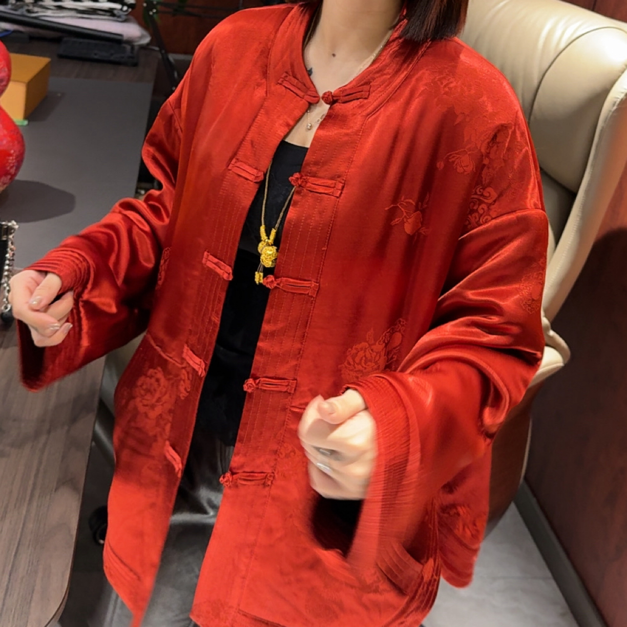 盘扣提花中式国风加厚圆领外套上衣