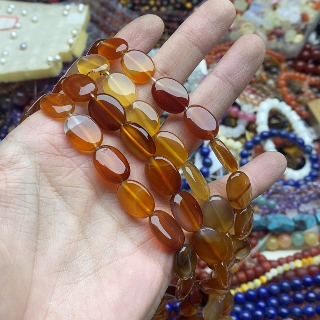 玛瑙/玉髓未镶嵌珠宝半成品一条天然11×15玛瑙椭圆C27