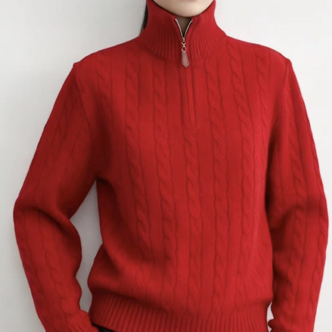 C费尔岛圆领系扣慵懒风加厚外穿女士针织衫