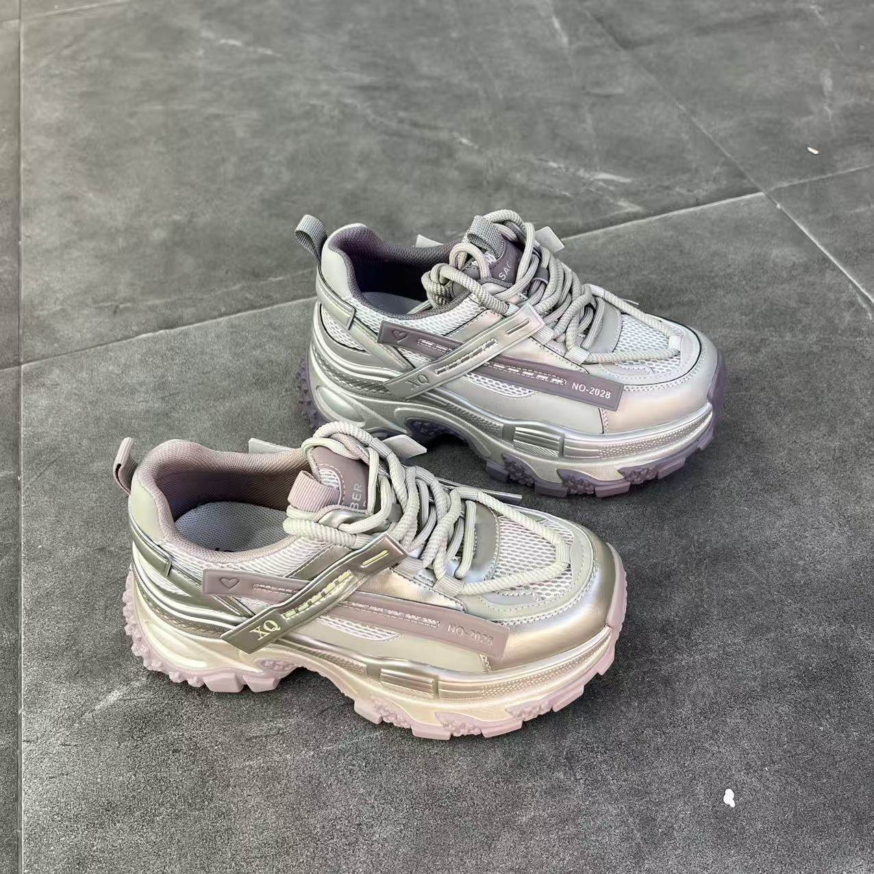 405642171春季新款2026厚底时尚透气舒适圆头休闲老爹鞋女