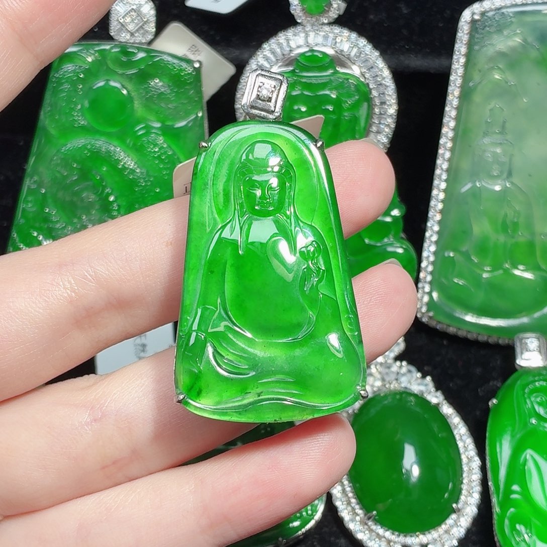 翡翠银S925镶嵌颈饰天然A货翡翠