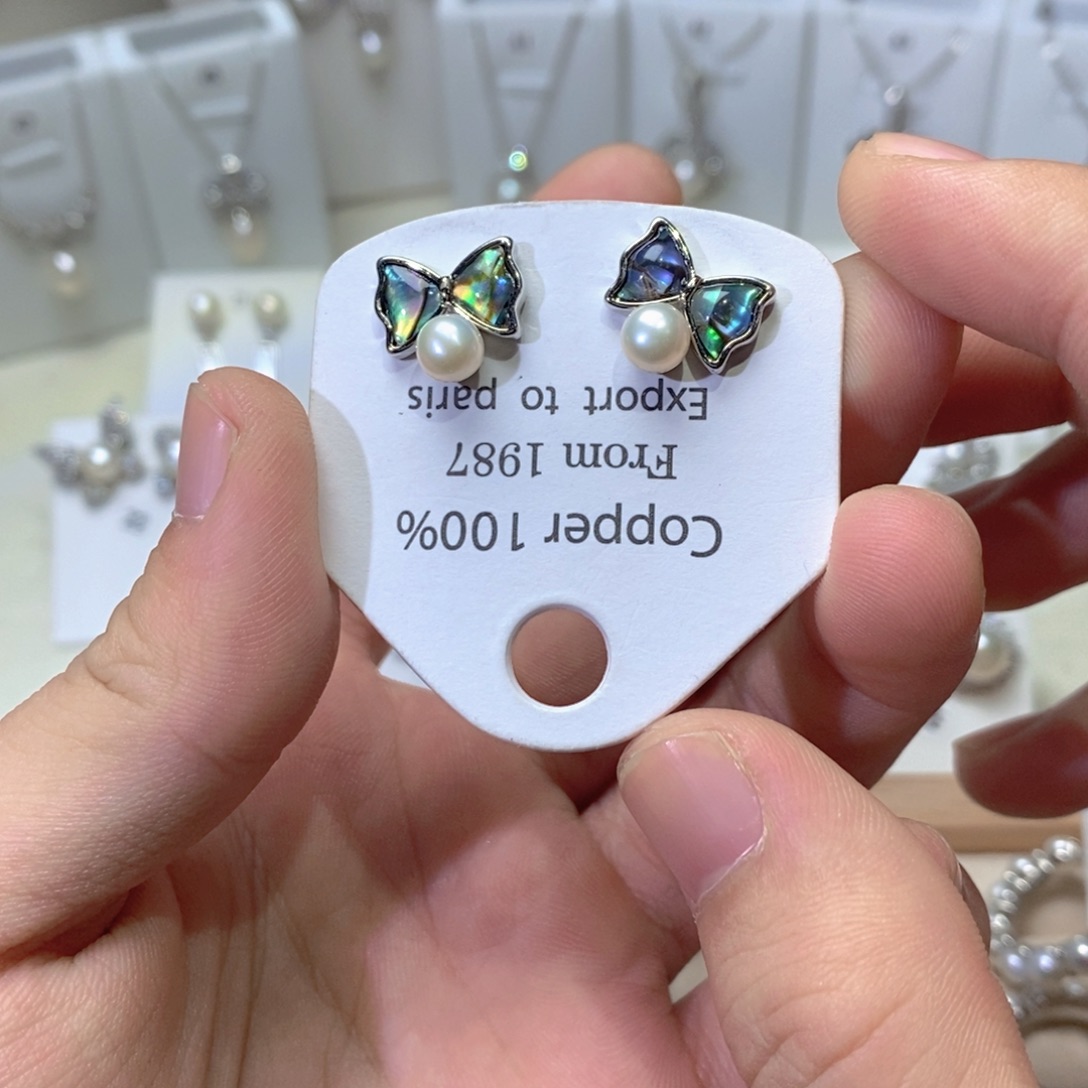 银S925镶嵌耳坠淡水珍珠