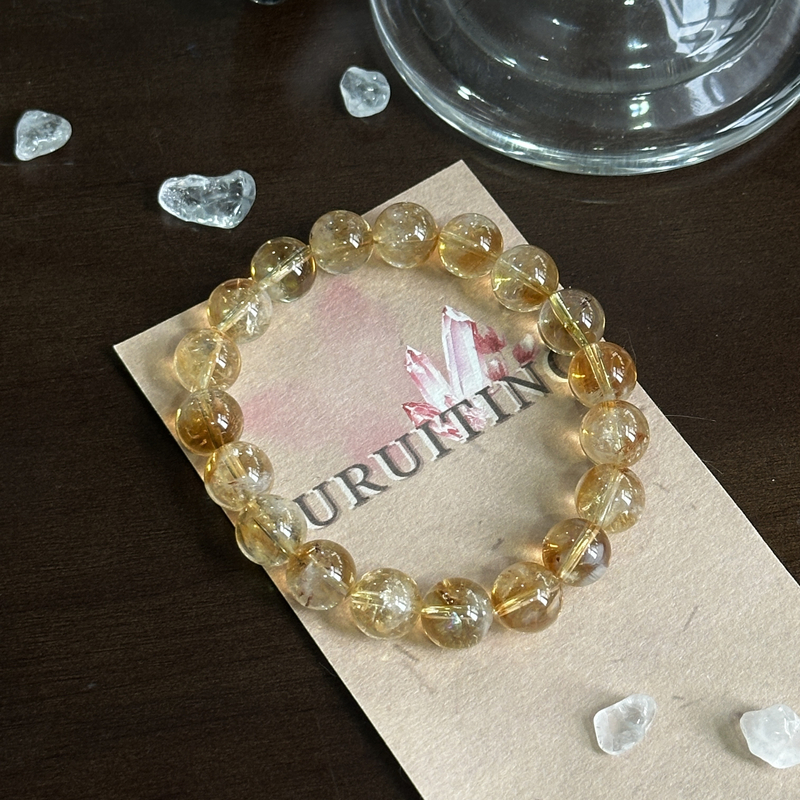 黄水晶圆珠单圈约9.5-10mm