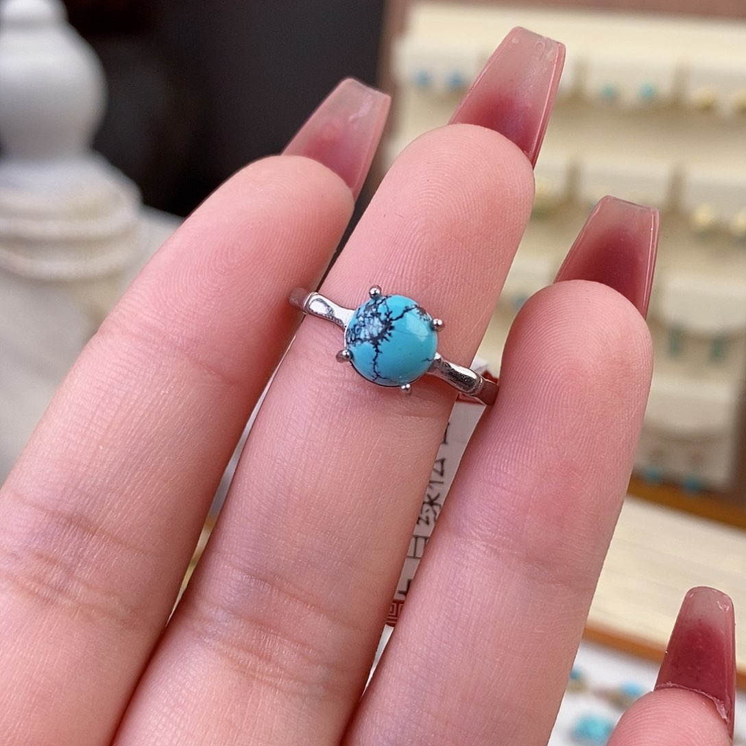 绿松石戒指银S925镶嵌