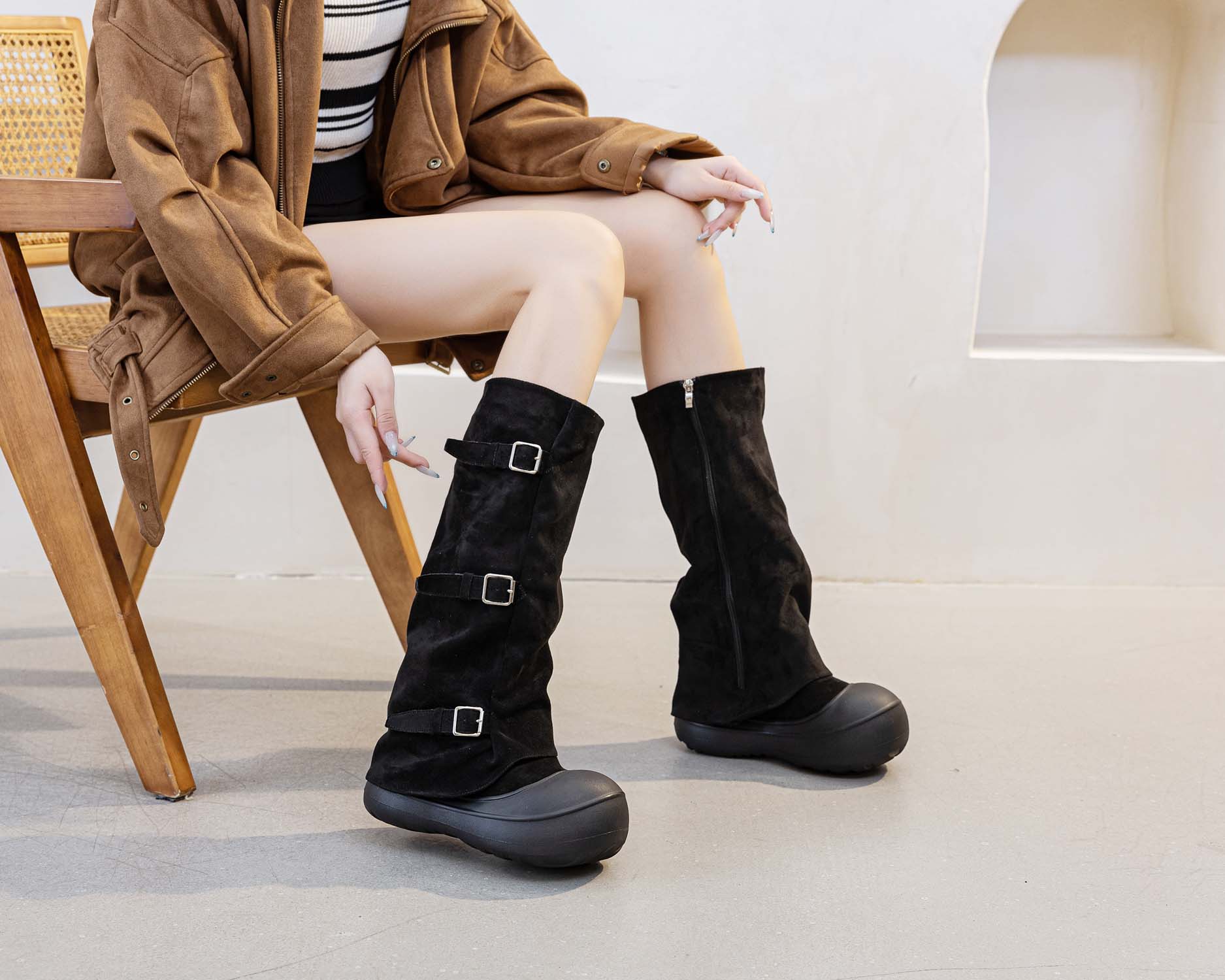 25新款内增高时装靴美拉德风靴子马丁靴女靴高筒靴女鞋单靴厚底