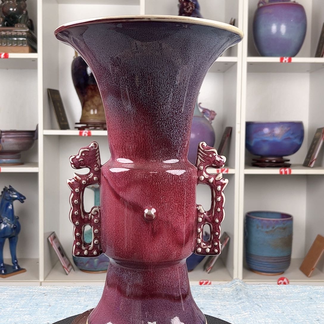 瓷片摆件……双龙瓶……