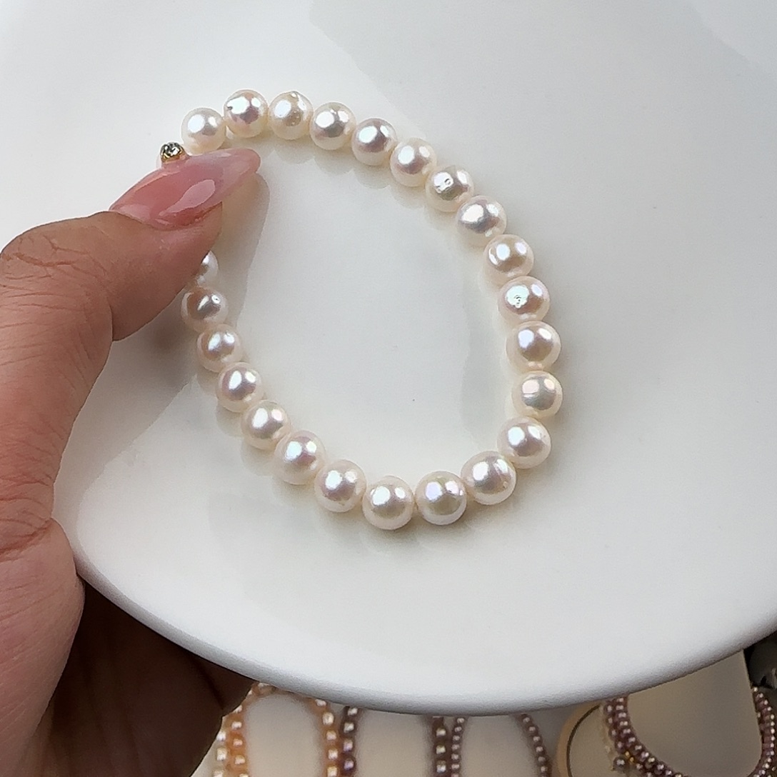 未镶嵌手绳淡水珍珠定制款7mm+4mm珍珠隔珠款