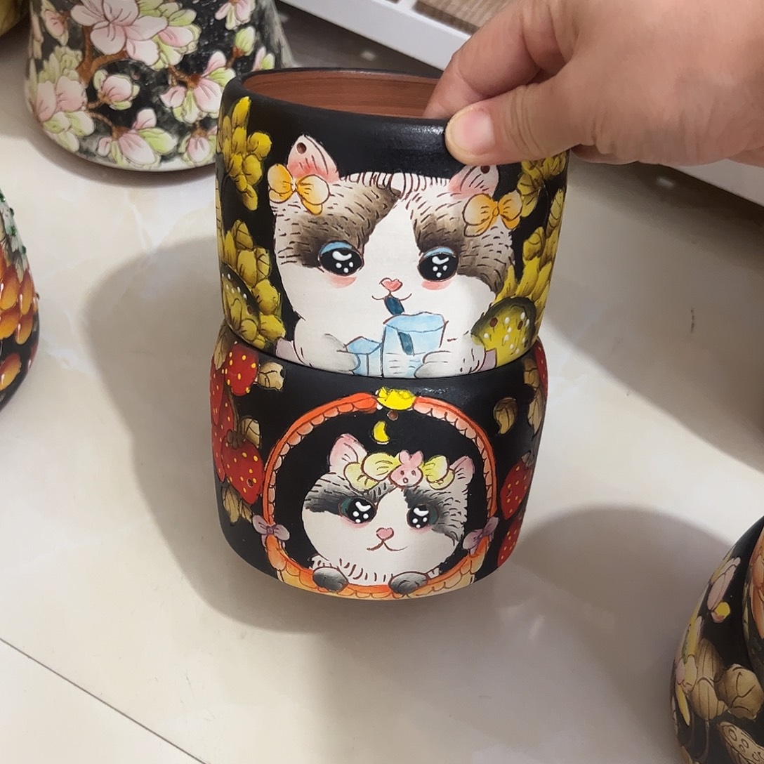 景德镇炫彩手绘口10.5高9.5