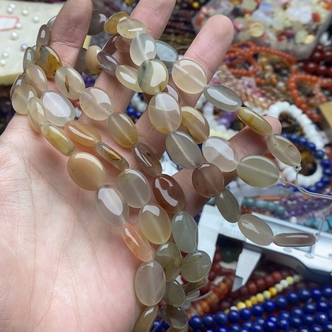 玛瑙/玉髓未镶嵌珠宝半成品一条天然12×15玛瑙椭圆C24