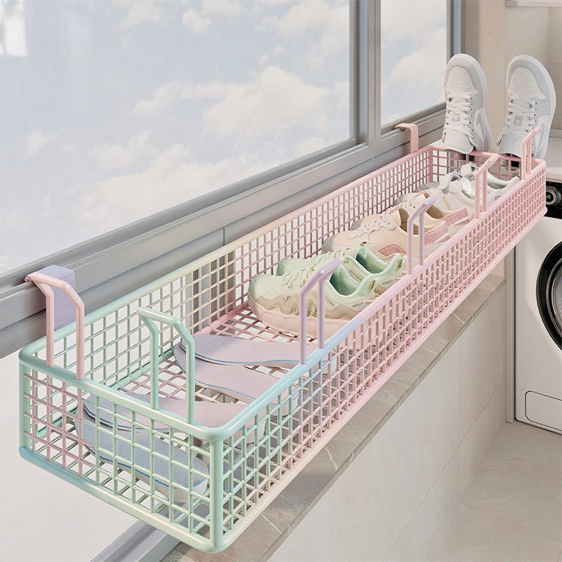 阳台晾鞋架筐晒鞋神器室外窗户防护栏衣架防盗窗挂钩鞋子晾晒架子