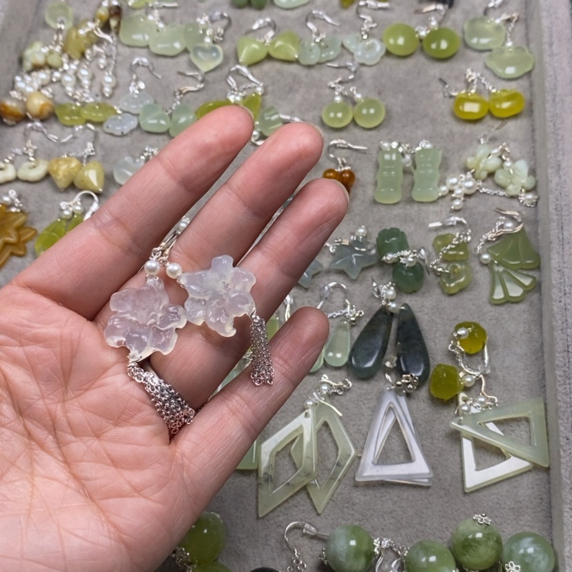 【闪购商品】蛇纹石玉挂件耳饰耳环项链未镶嵌晶*晶