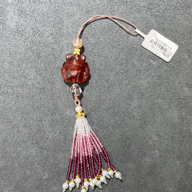 红胶花水晶九尾狐吊坠-3855