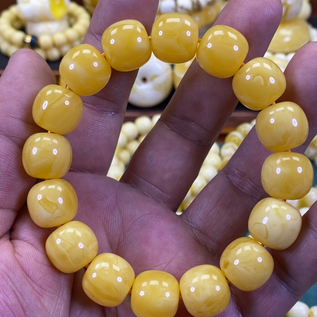 琥珀裸石未镶嵌尺寸15焦皮同料老型手串