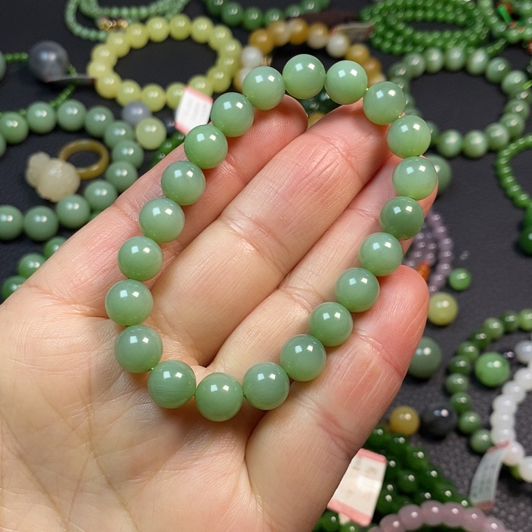 和田玉手串9.3mm未镶嵌江*