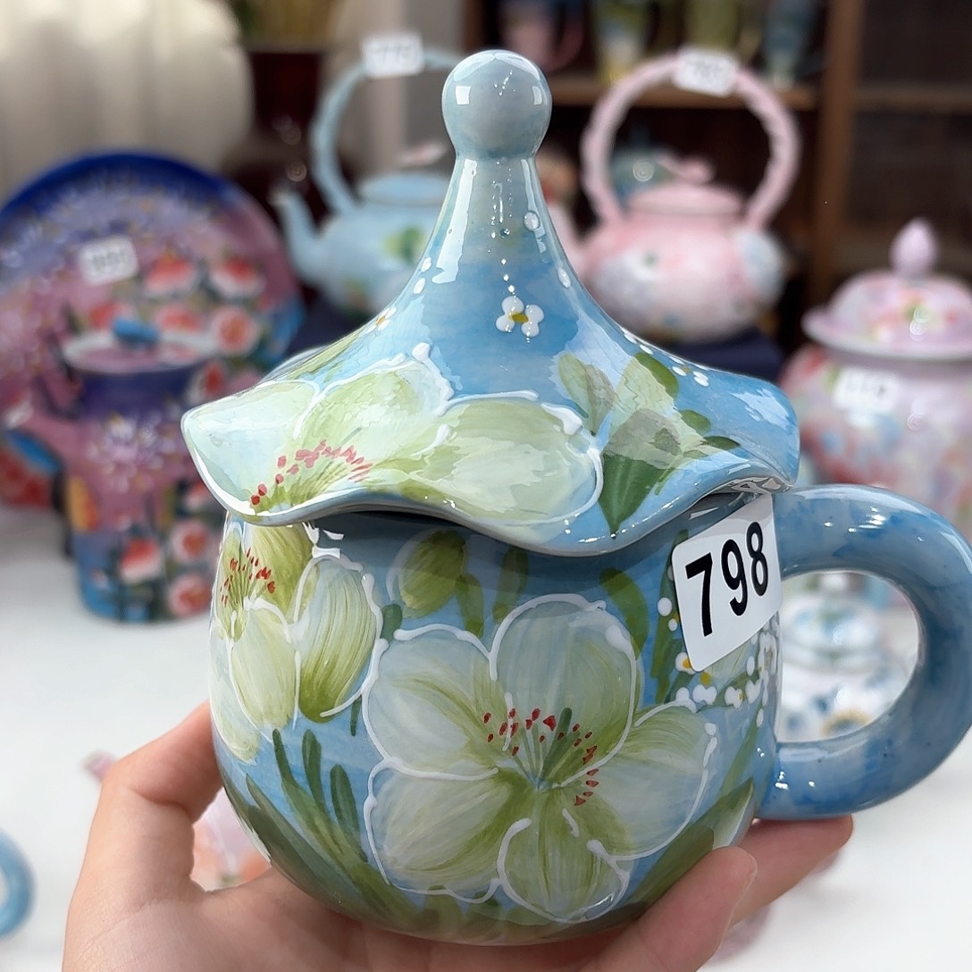番***橙景德镇手绘高温釉下彩陶瓷茶具