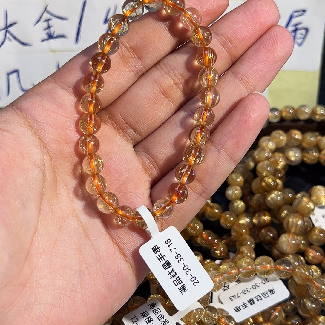 水晶手串未镶嵌天然金钛晶