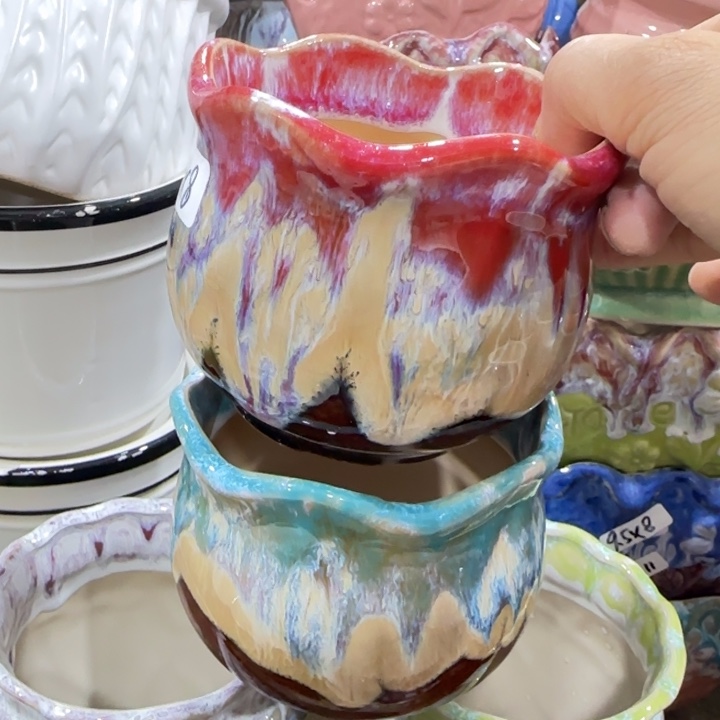 凑9块包邮，有孔，陶瓷花盆