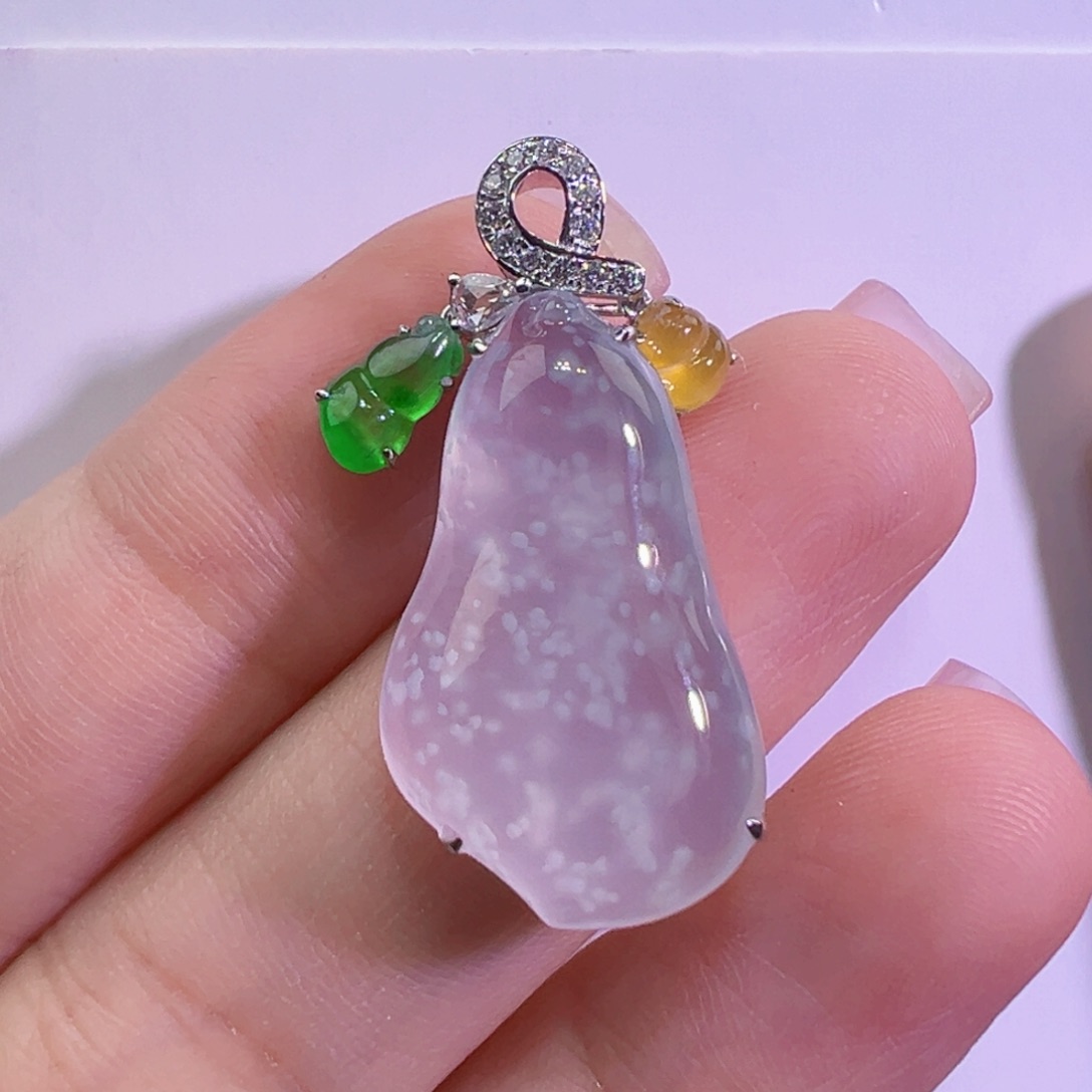 翡翠18K金镶嵌吊坠(不含链)吊坠