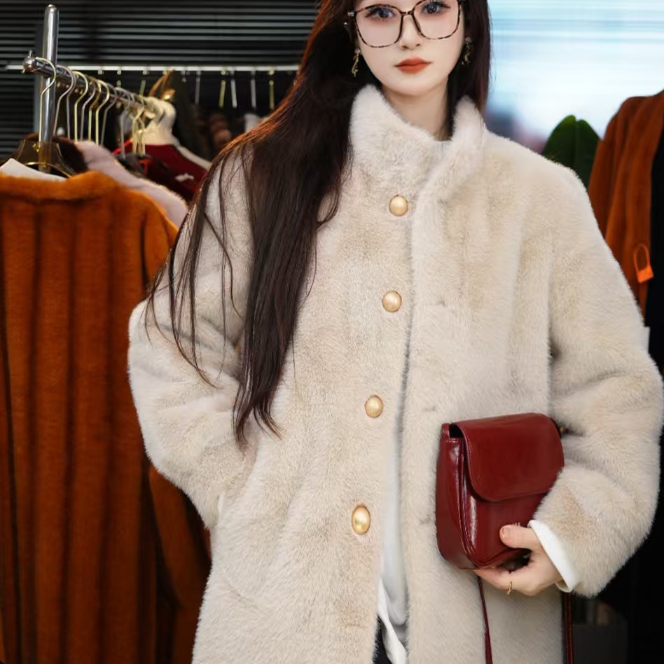 【西西】822气质名媛厚款中款外套冬款女款洋气时尚休闲冬百搭韩版