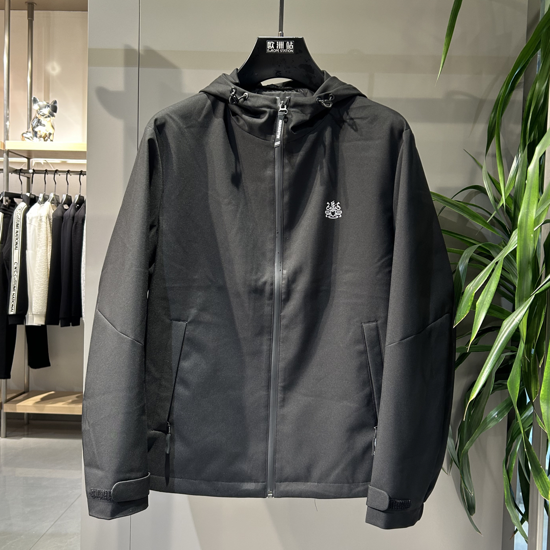 欧洲站2025秋冬新款男士黑色长袖短款夹克，时尚行政百搭轻奢经典