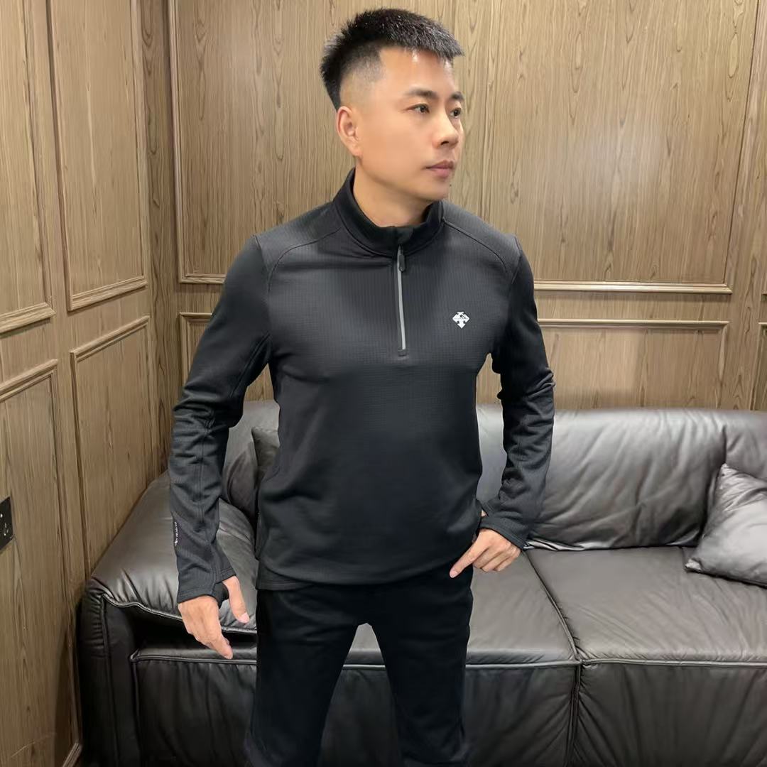 TIRIRT25秋冬25785男士户外运动休闲风磨毛保暖半拉链长袖T恤